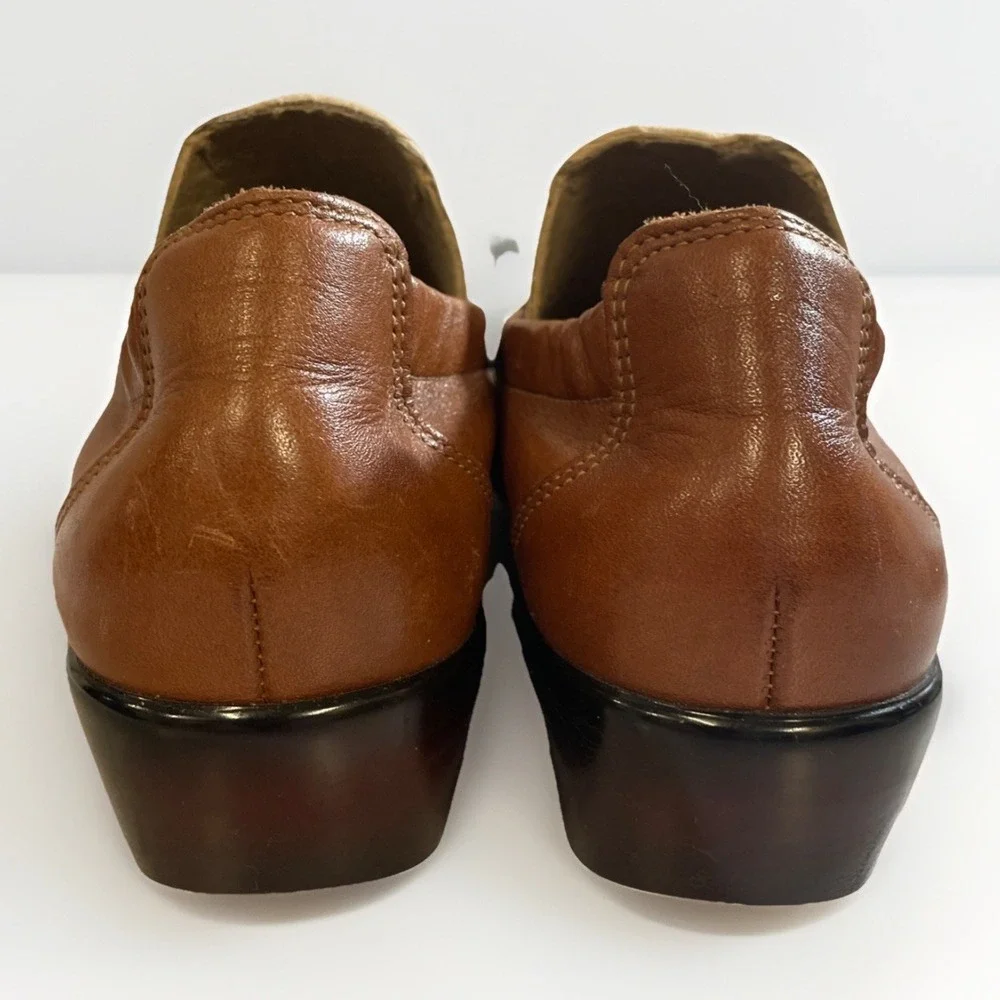 SAS Tripad Brown Woven Leather Slip On Loafers Wedge Heel Women's Size 8.5